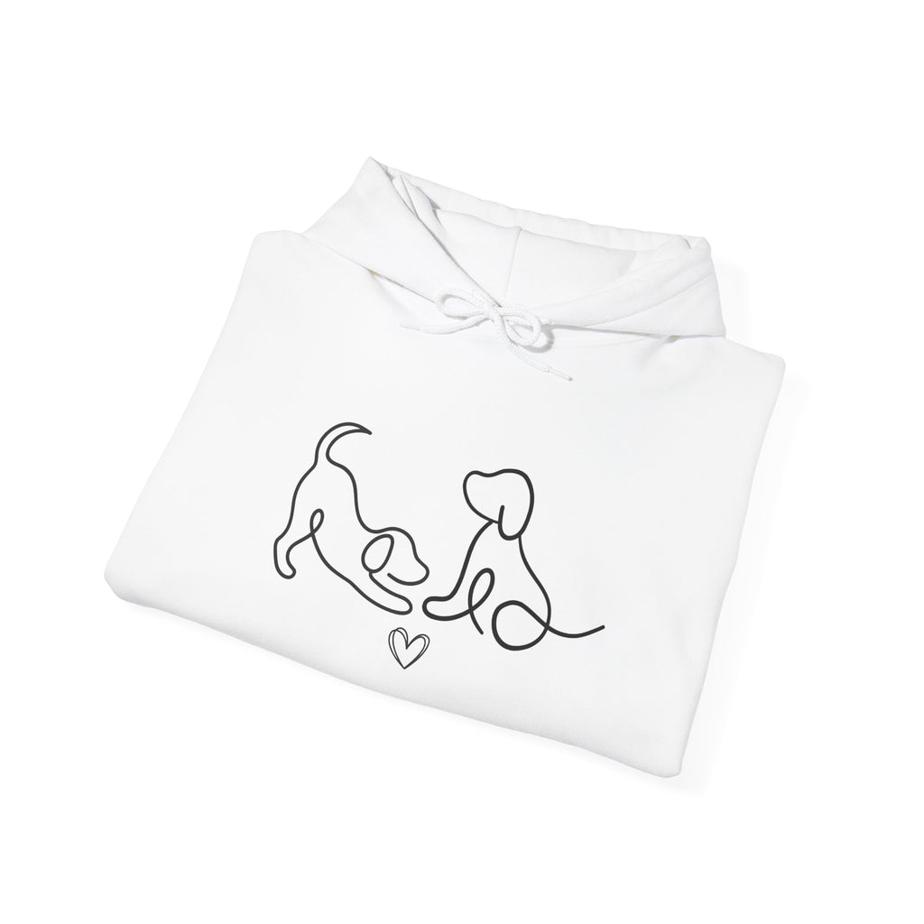 Dog Mom Hoodie  Minimal Line Art Dogs with "Dogs leave paw prints on your heart forever" Back Text