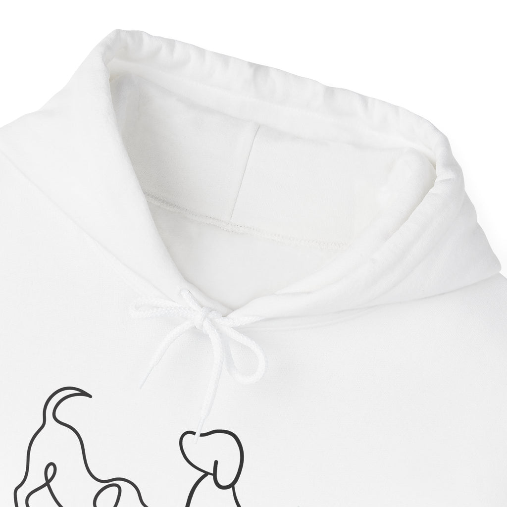 Dog Mom Hoodie  Minimal Line Art Dogs with "Dogs leave paw prints on your heart forever" Back Text