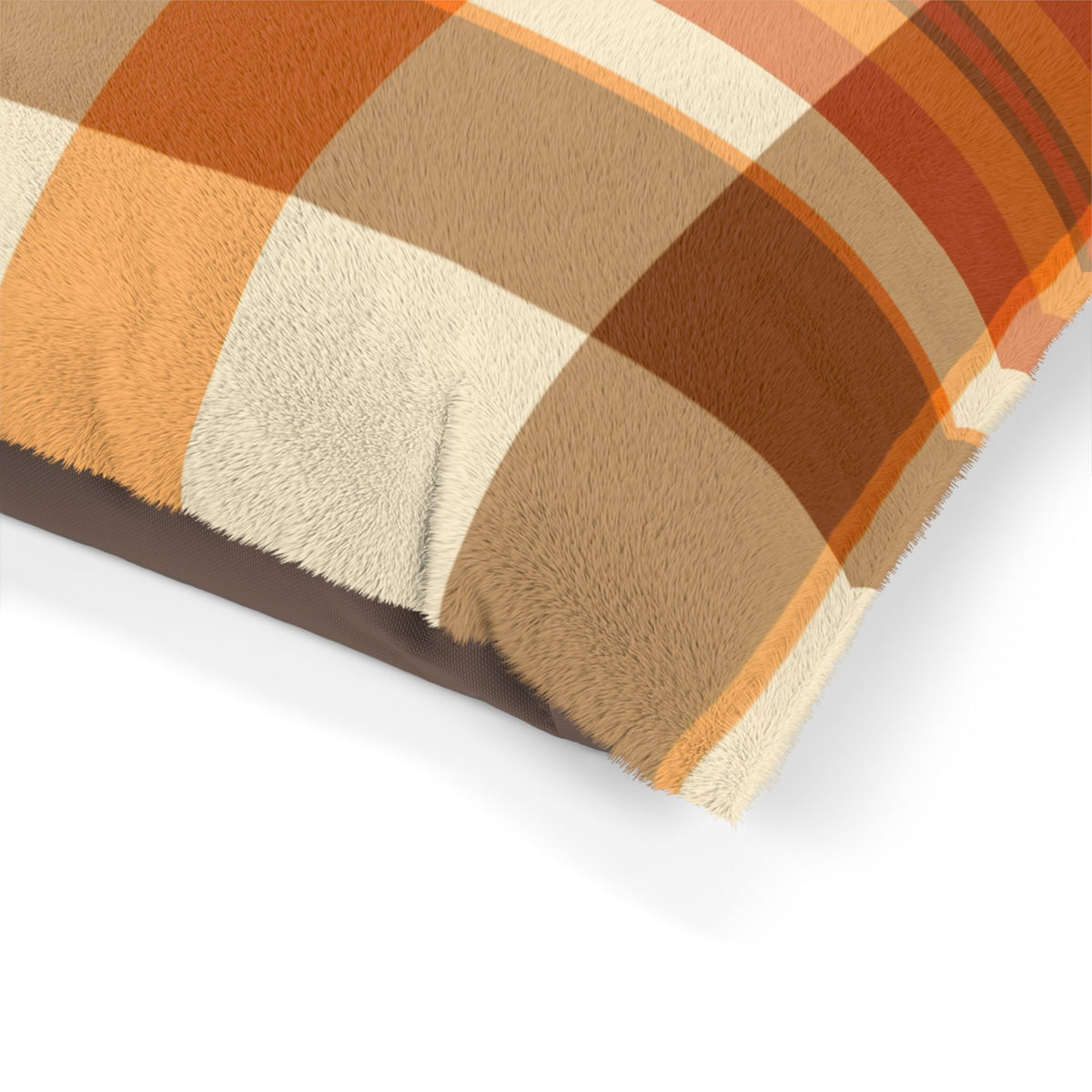 Cozy Autumn Plaid Pet Bed  Orange Buffalo Check Dog & Cat Pillow