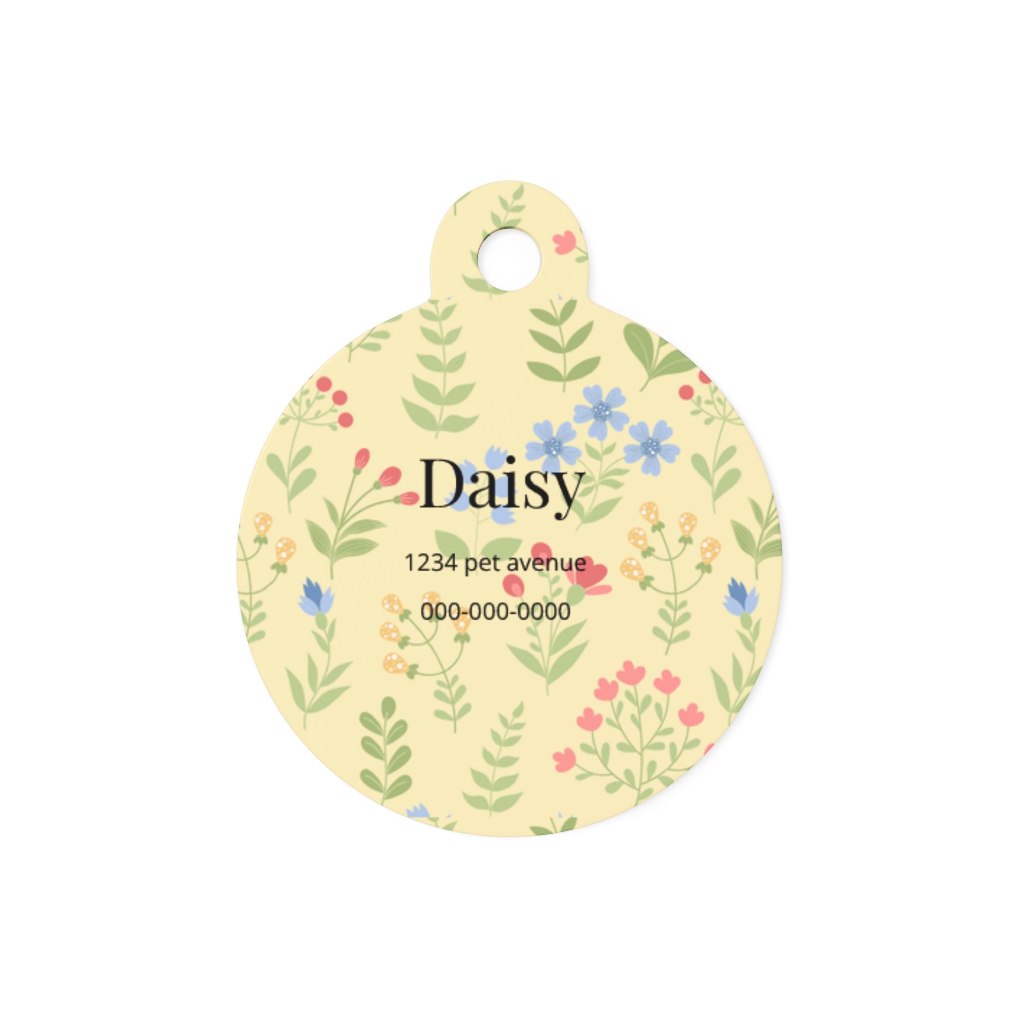 Floral Bone Pet Tag | Personalized Dog ID Tag with Name & Contact