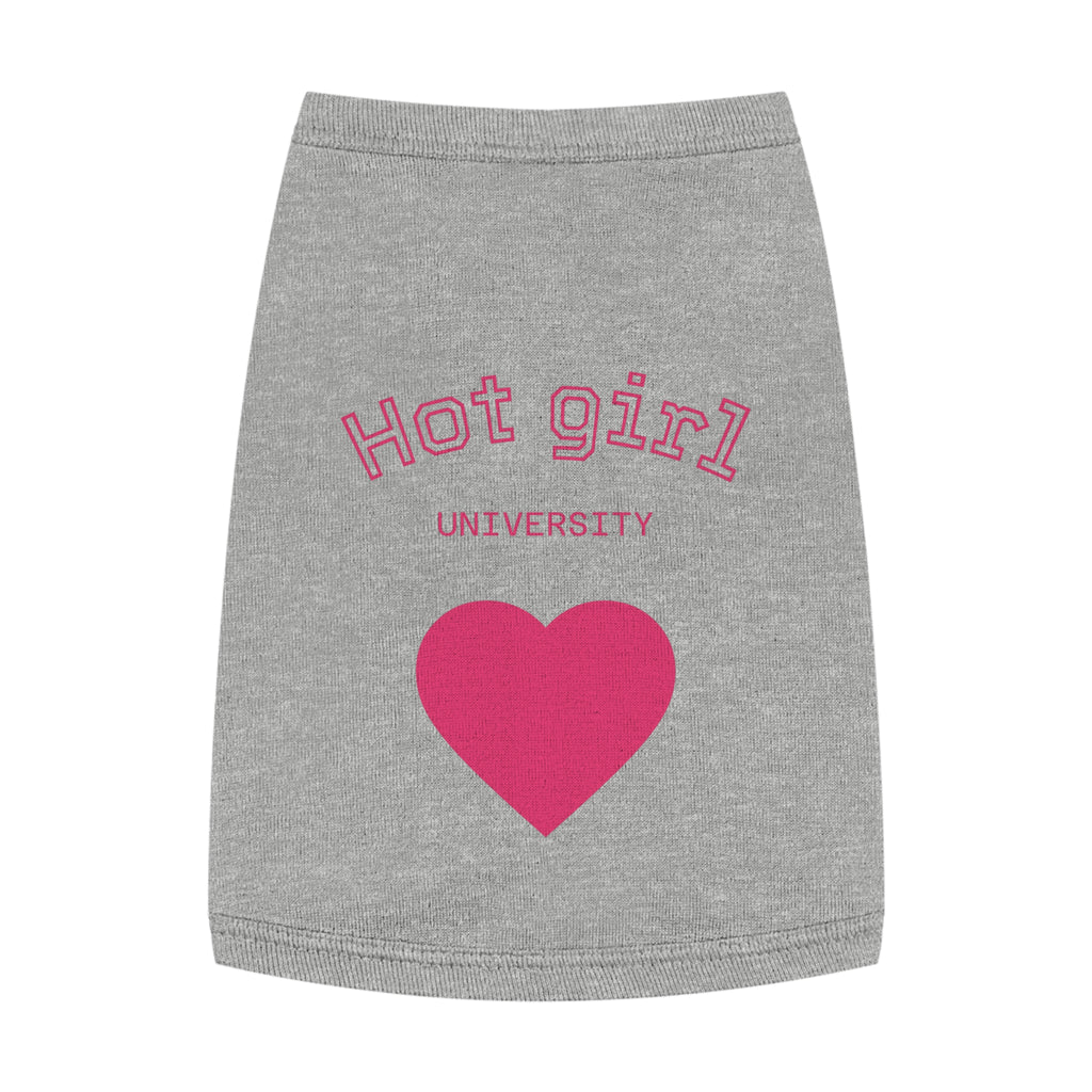 Hot Girl University Pet Tank Top — Pink Heart Dog/Cat Tee