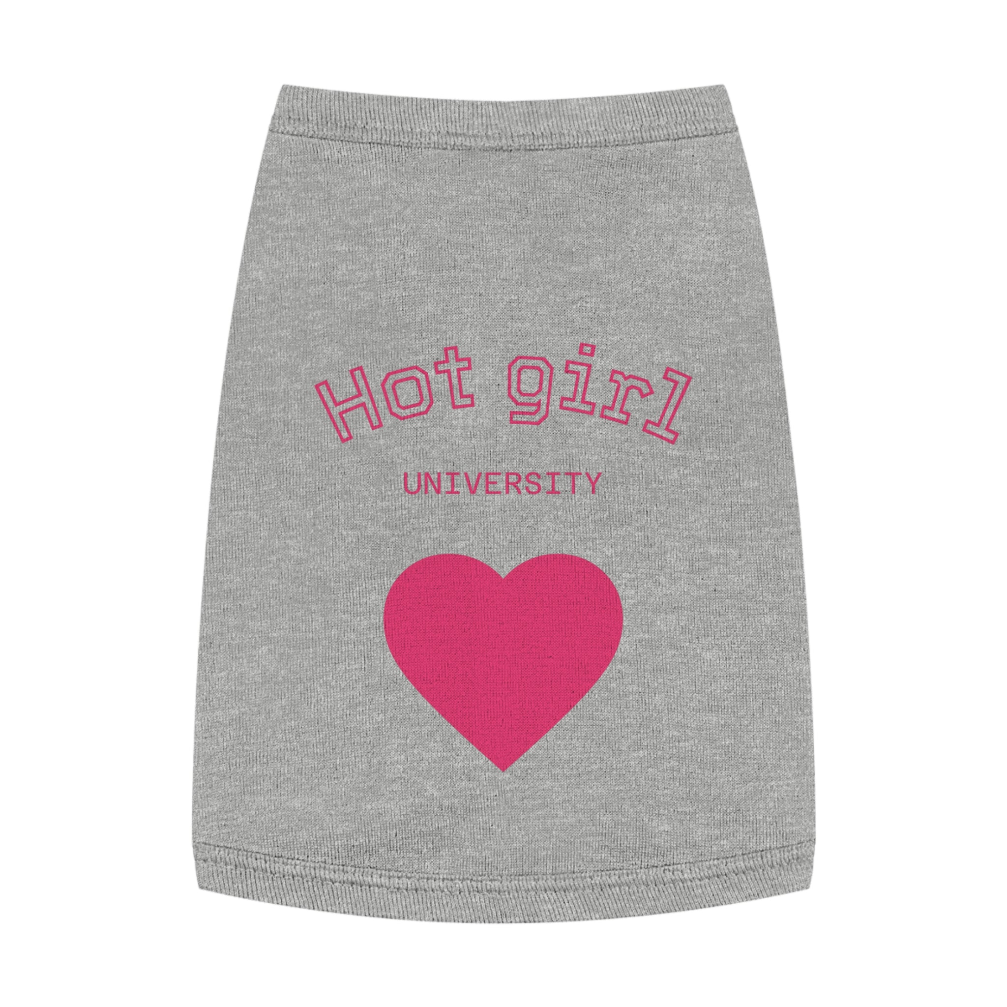 Hot Girl University Pet Tank Top — Pink Heart Dog/Cat Tee