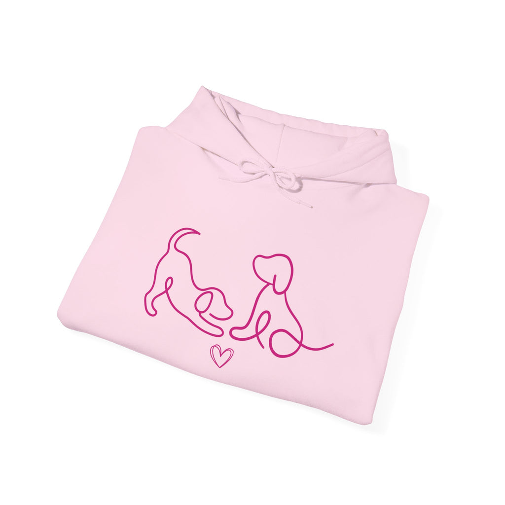 Dog Mom Hoodie  Minimal Line Art Dogs with "Dogs leave paw prints on your heart forever" Back Text