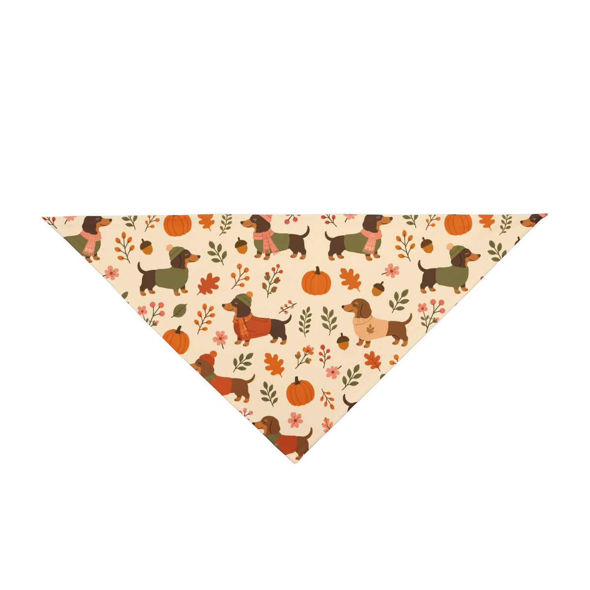 Autumn Dachshund Pet Bandana Fall Leaves & Pumpkins Dog Scarf
