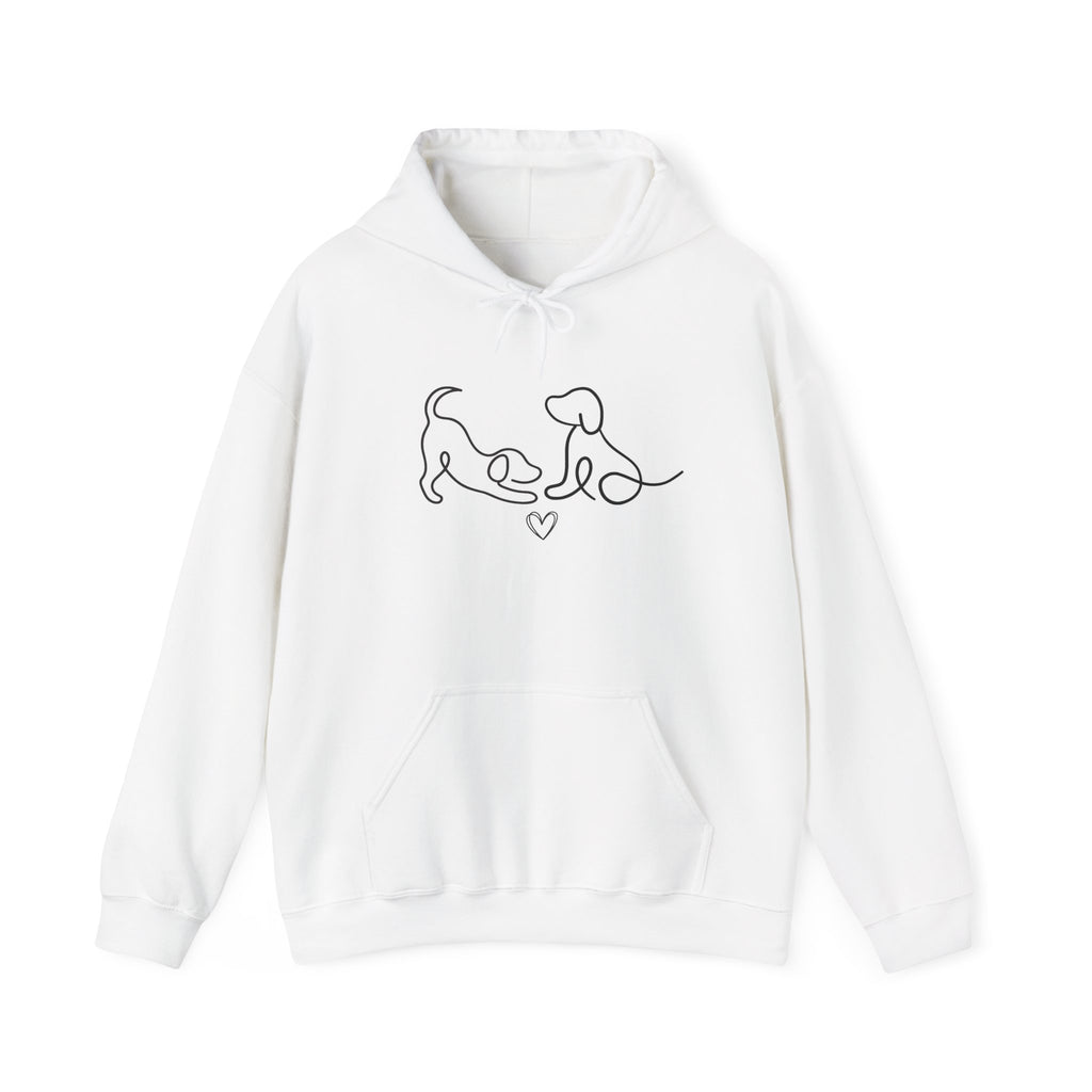 Dog Mom Hoodie  Minimal Line Art Dogs with "Dogs leave paw prints on your heart forever" Back Text