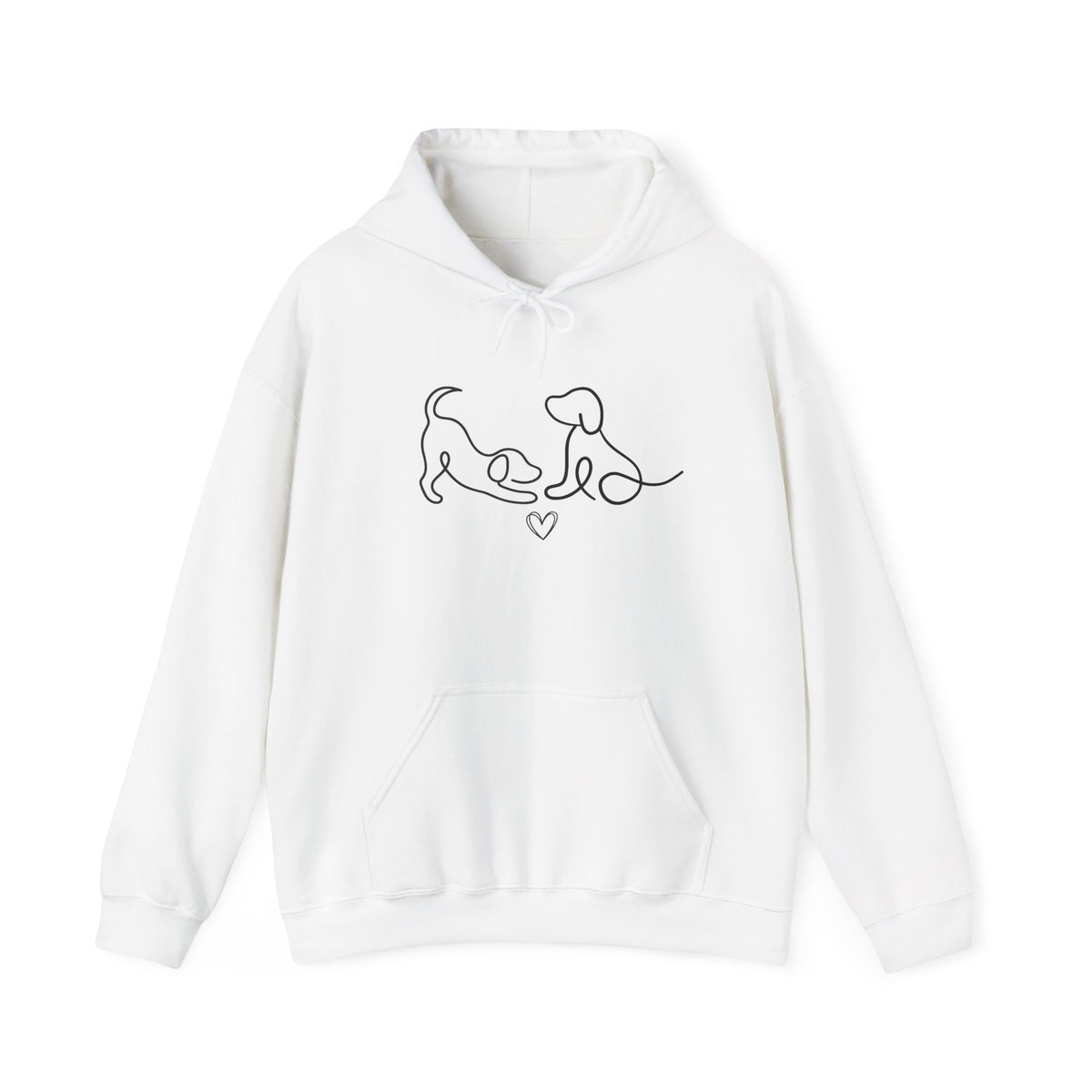 Dog Mom Hoodie  Minimal Line Art Dogs with "Dogs leave paw prints on your heart forever" Back Text