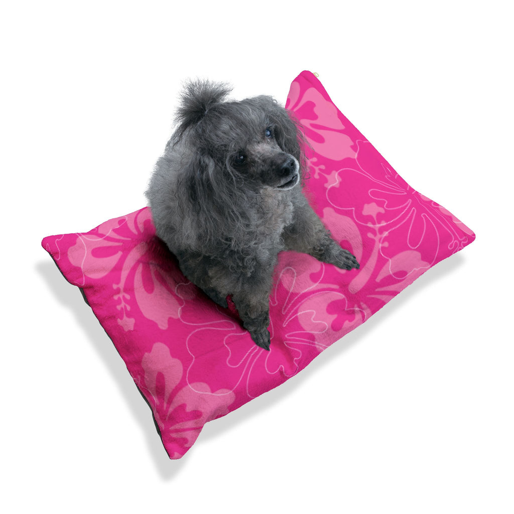 Pink Hibiscus Pet Bed | Floral Dog & Cat Cushion