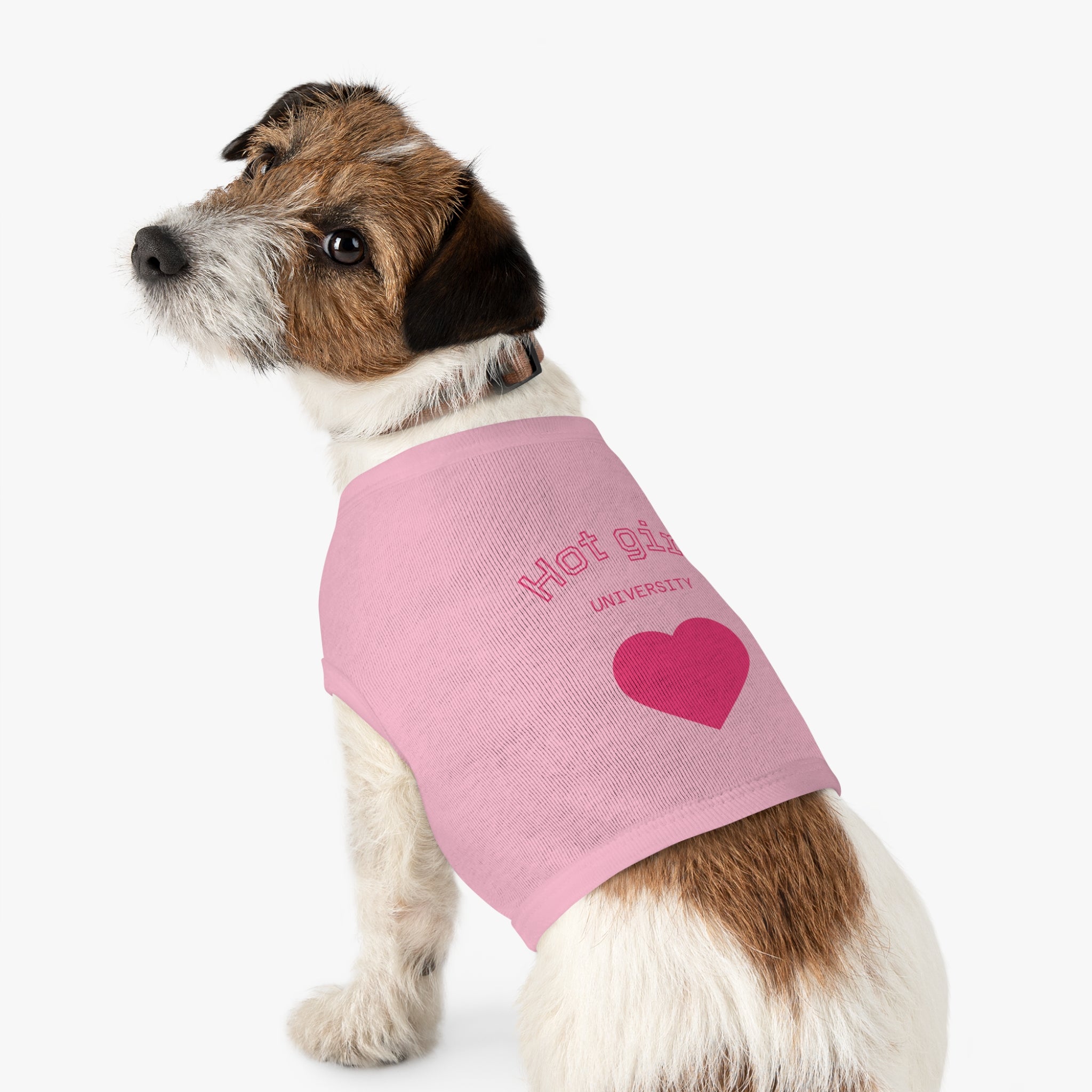Hot Girl University Pet Tank Top — Pink Heart Dog/Cat Tee