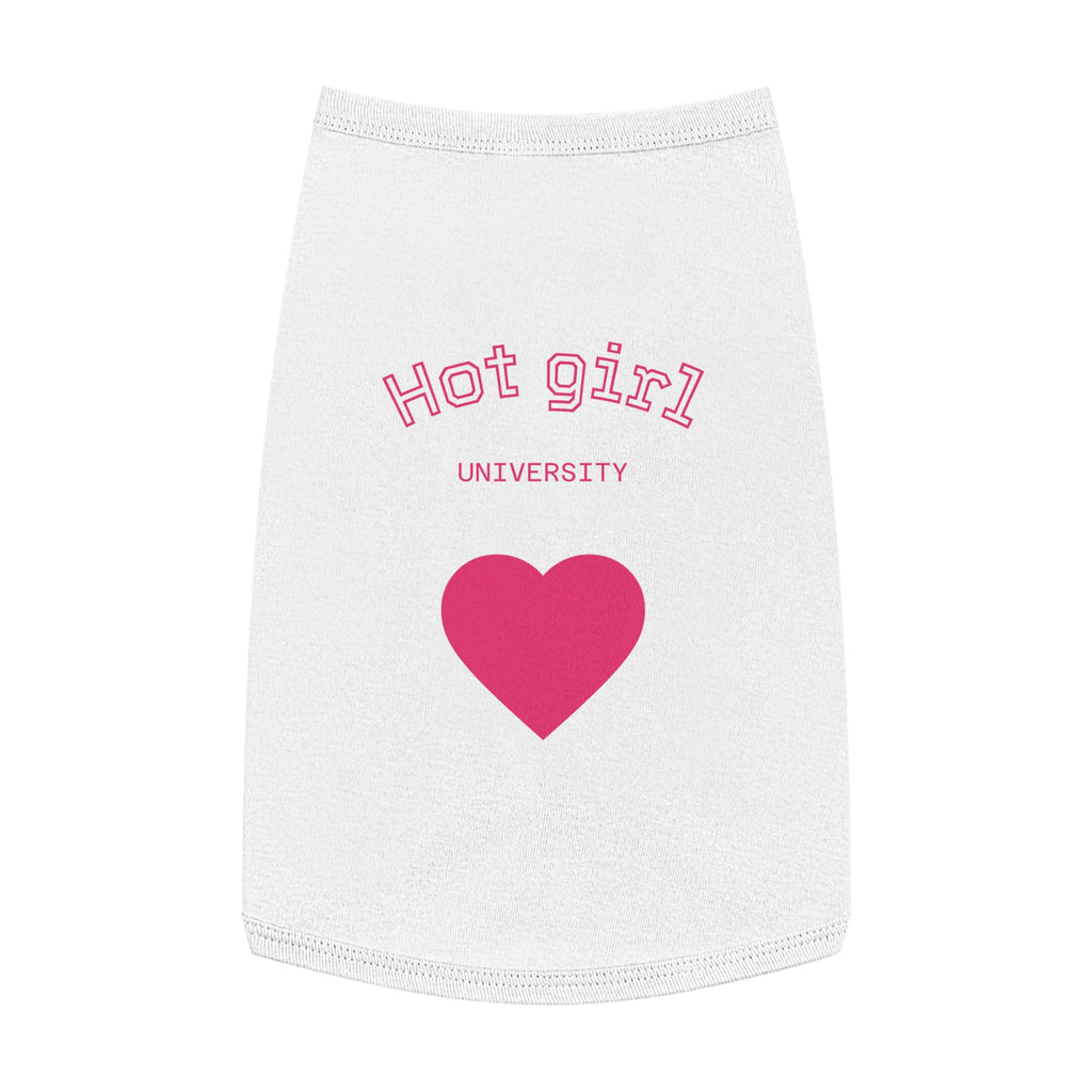Hot Girl University Pet Tank Top — Pink Heart Dog/Cat Tee