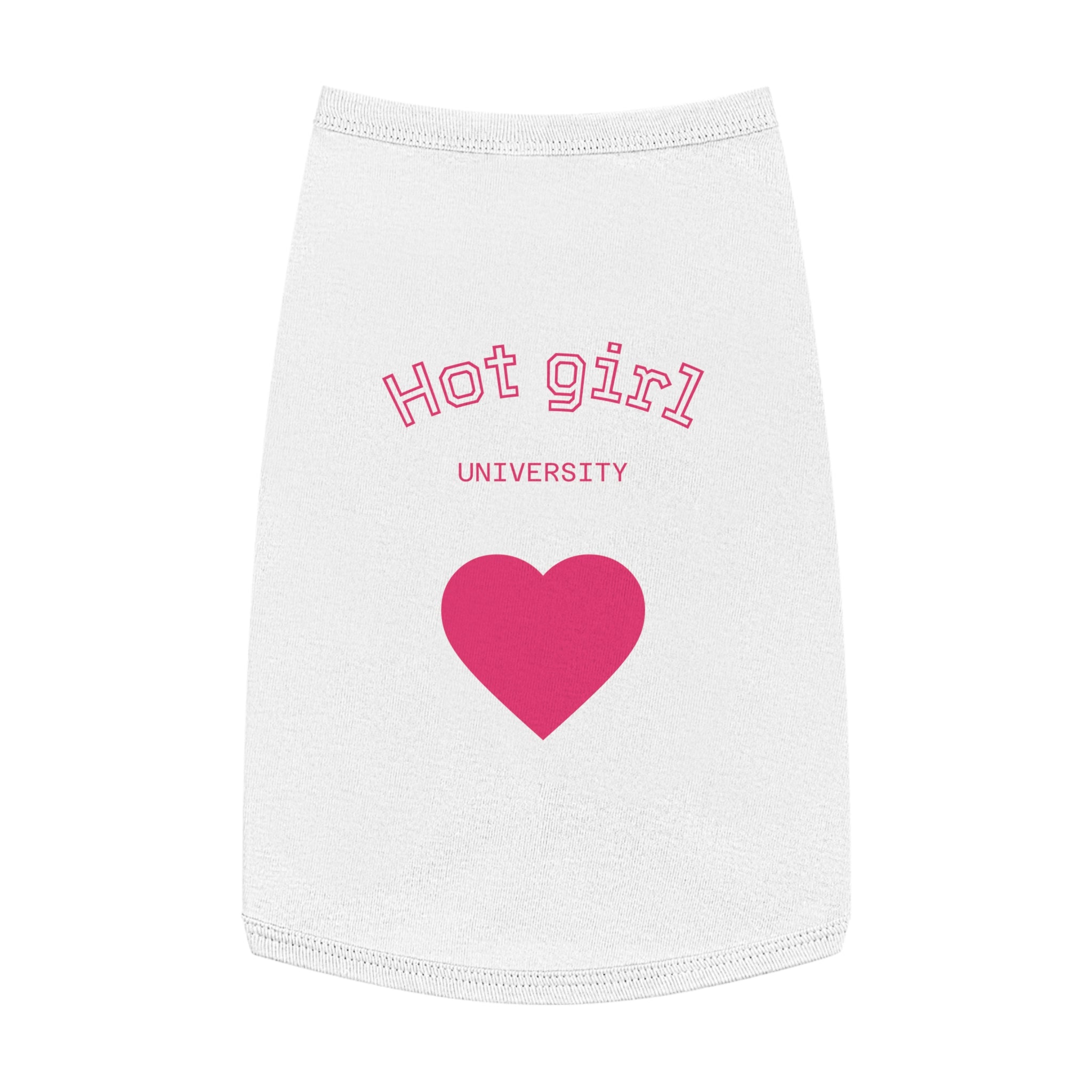 Hot Girl University Pet Tank Top — Pink Heart Dog/Cat Tee