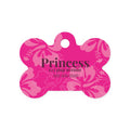 Princess Pink Floral Hibsicus Bone Pet Tag | Personalized Dog ID Tag