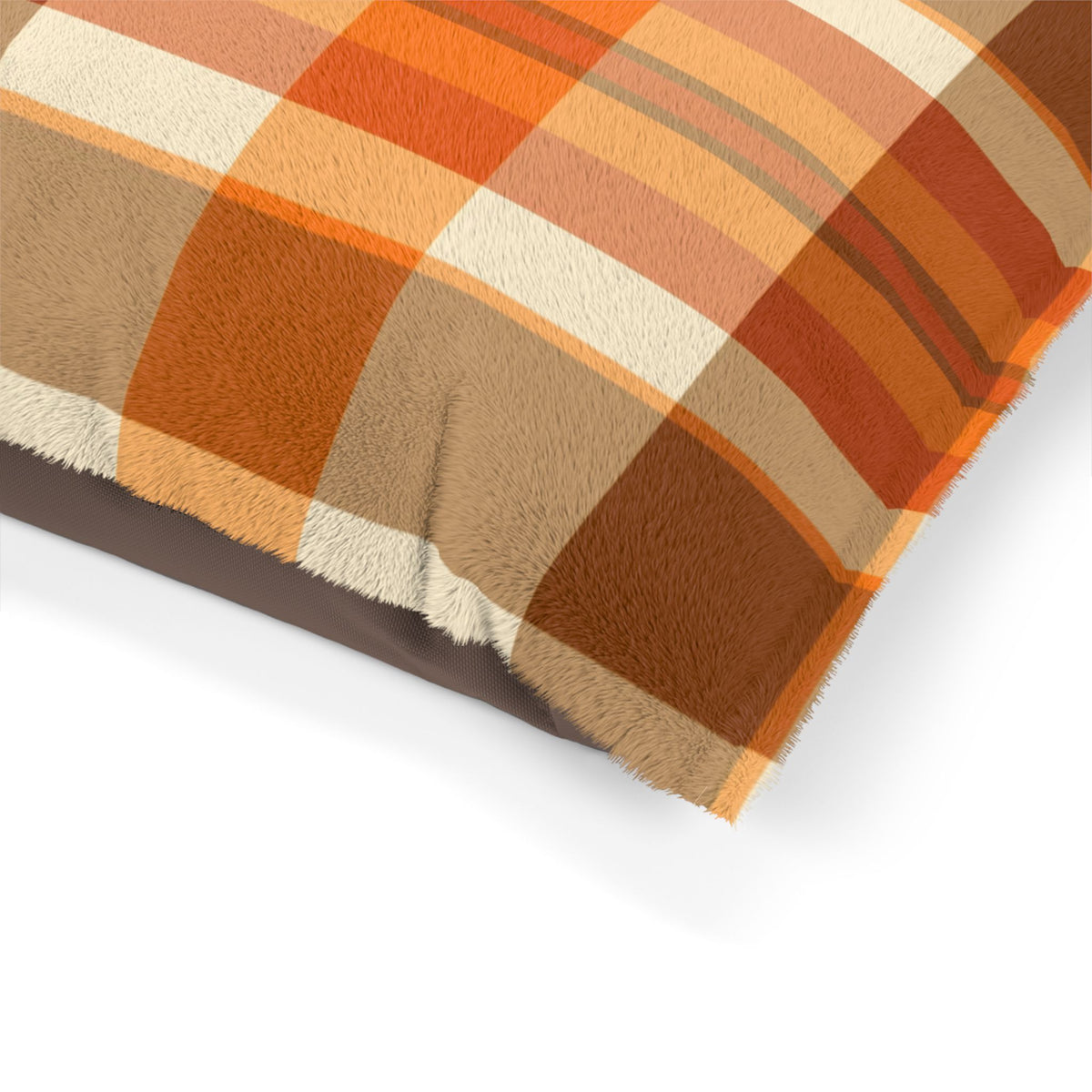 Cozy Autumn Plaid Pet Bed  Orange Buffalo Check Dog & Cat Pillow