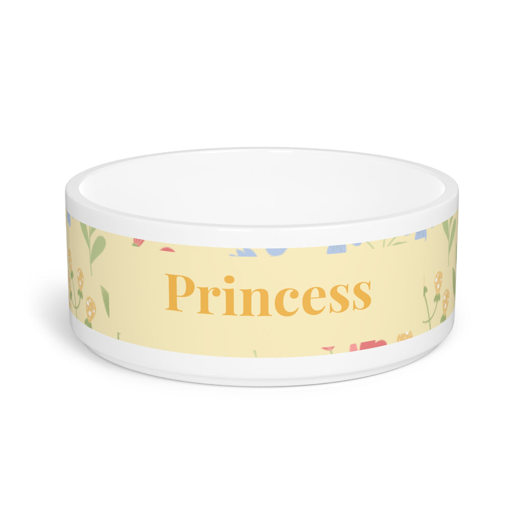 Princess Floral Pet Bowl | Personalized Ceramic Dog & Cat Bowl
