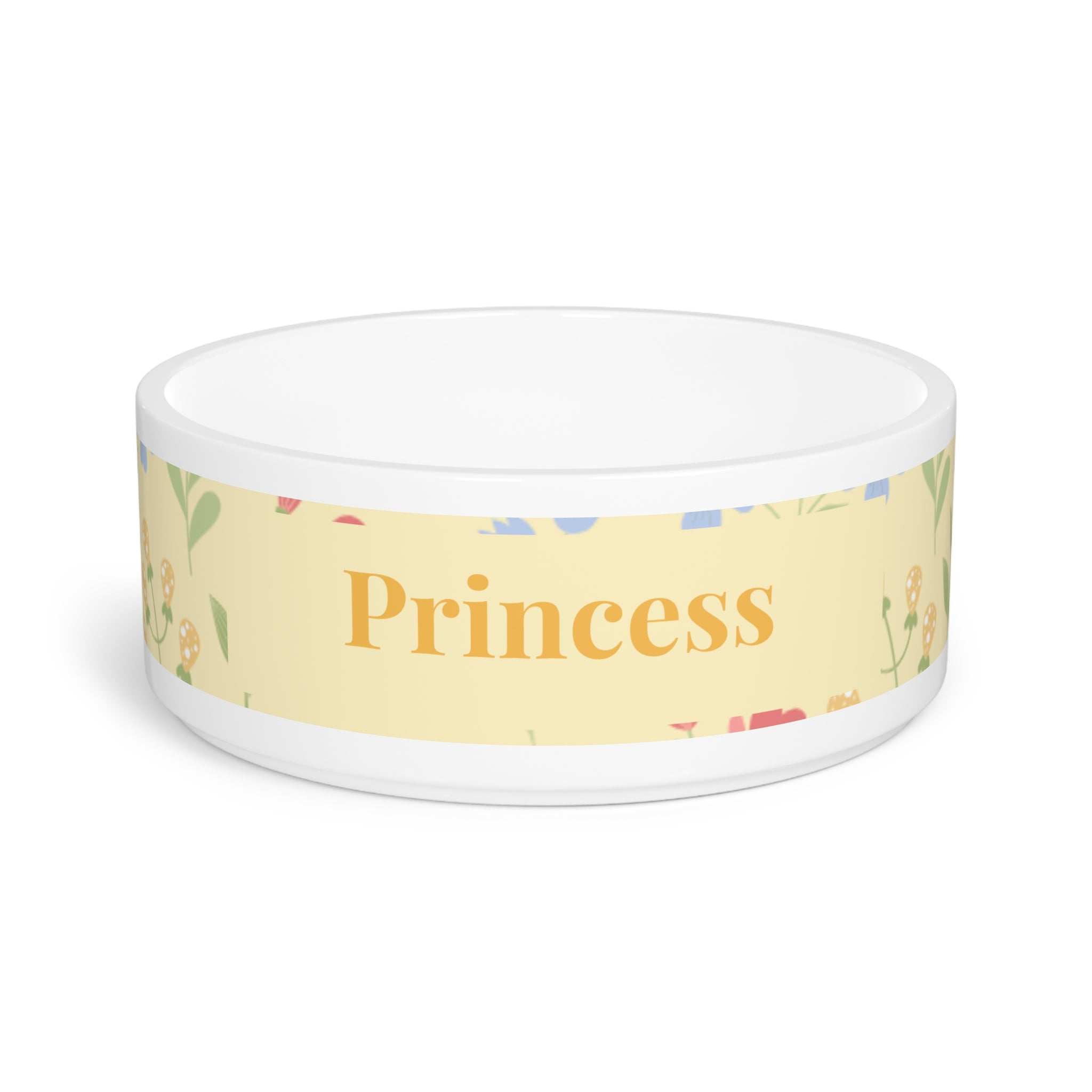 Princess Floral Pet Bowl | Personalized Ceramic Dog & Cat Bowl