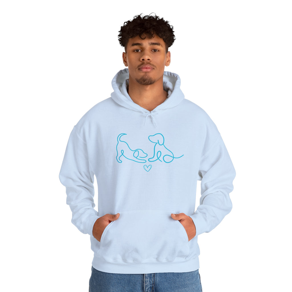 Dog Mom Hoodie  Minimal Line Art Dogs with "Dogs leave paw prints on your heart forever" Back Text