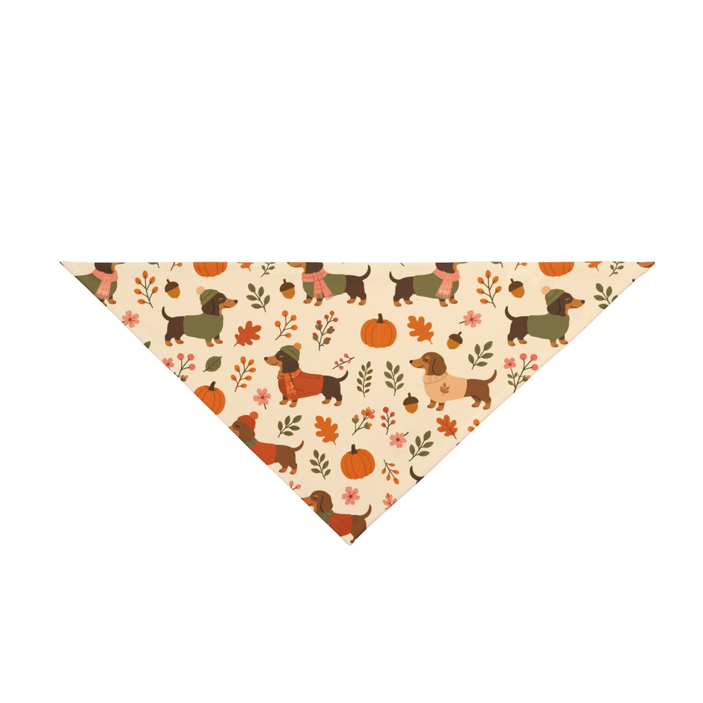 Autumn Dachshund Pet Bandana Fall Leaves & Pumpkins Dog Scarf