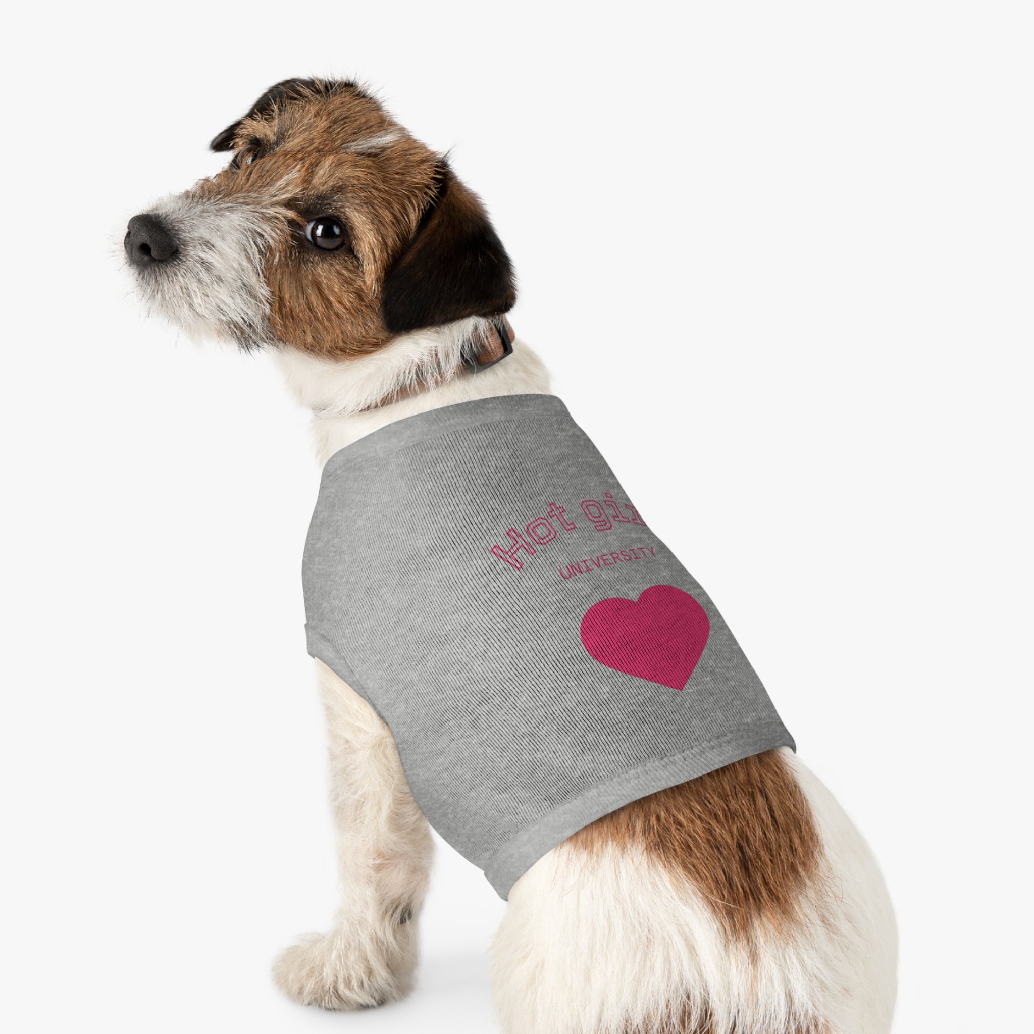 Hot Girl University Pet Tank Top — Pink Heart Dog/Cat Tee