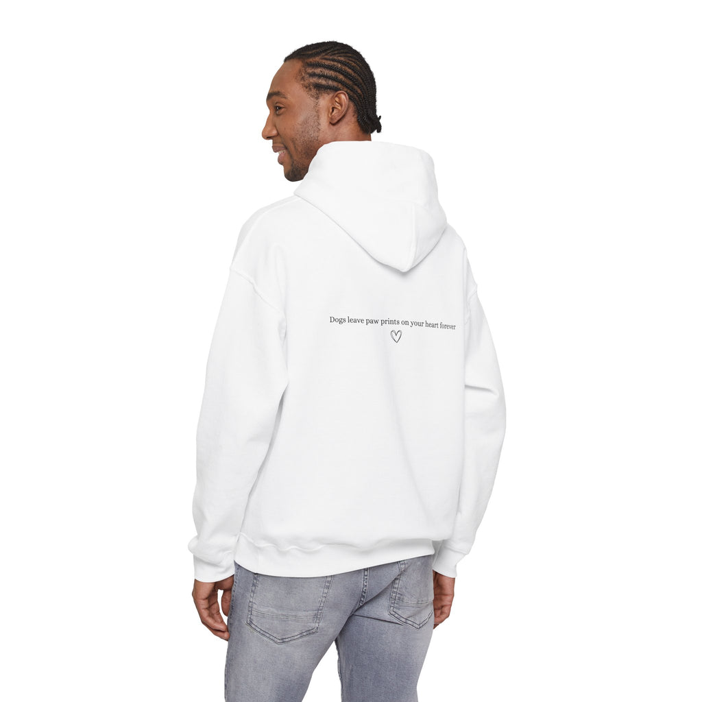 Dog Mom Hoodie  Minimal Line Art Dogs with "Dogs leave paw prints on your heart forever" Back Text