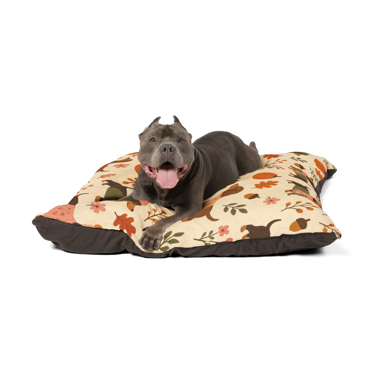 Autumn Dachshund Pet Bed — Cozy Fall Pumpkin & Sweater Dog Cushion