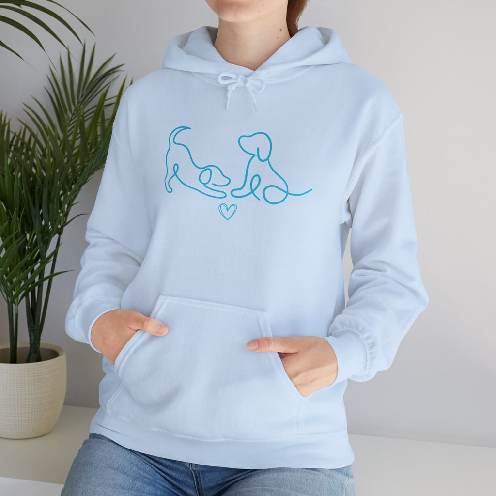 Dog Mom Hoodie  Minimal Line Art Dogs with "Dogs leave paw prints on your heart forever" Back Text