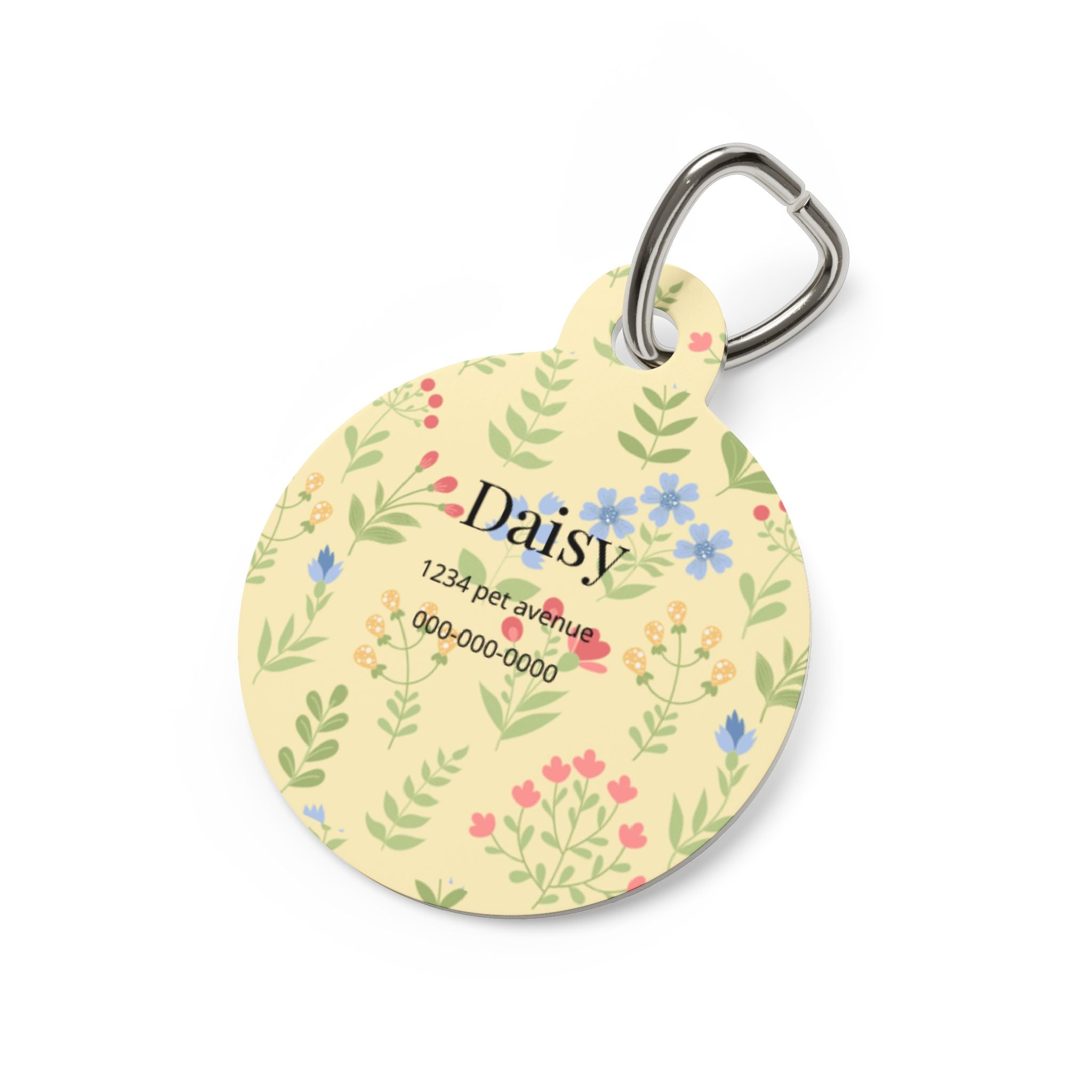 Floral Bone Pet Tag | Personalized Dog ID Tag with Name & Contact