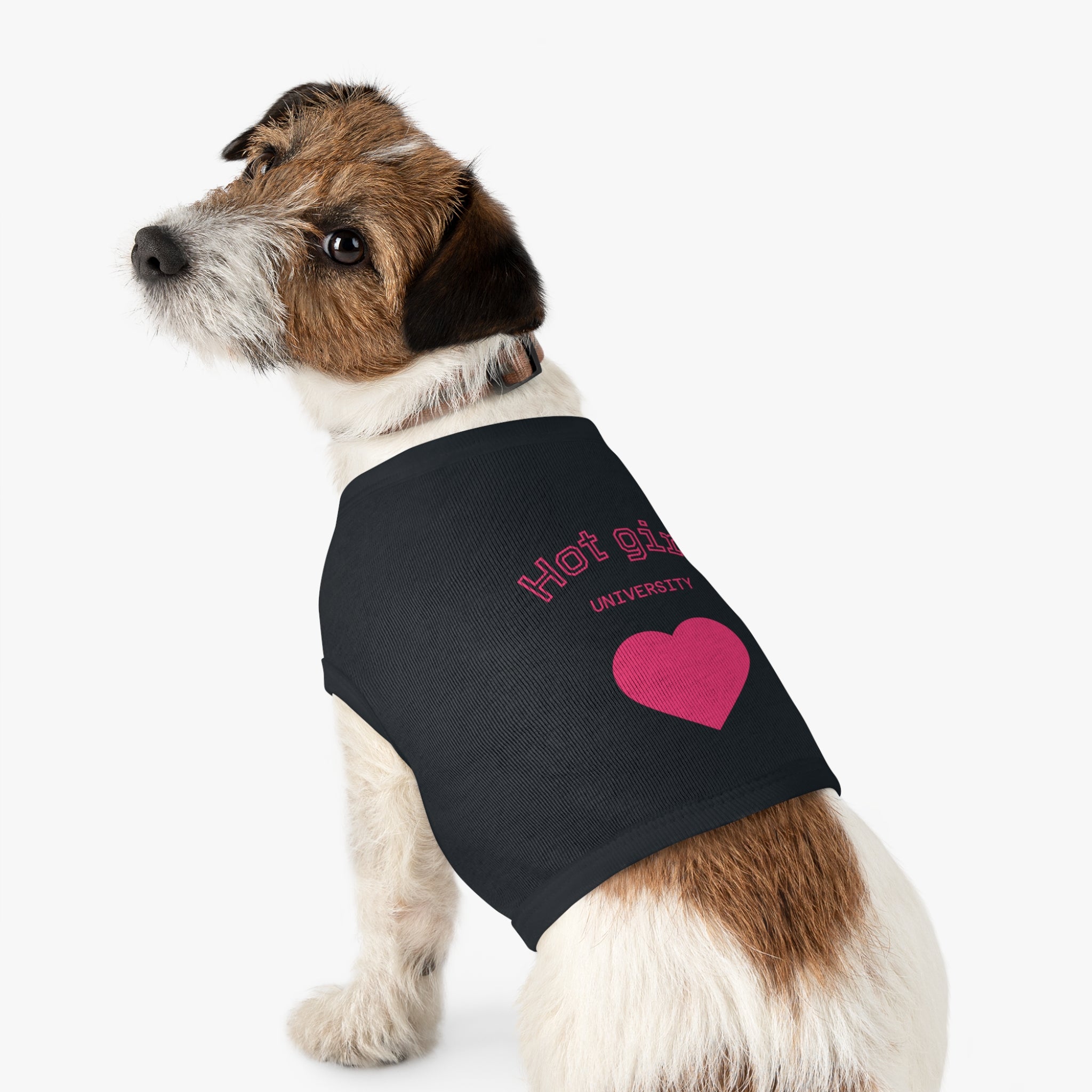 Hot Girl University Pet Tank Top — Pink Heart Dog/Cat Tee