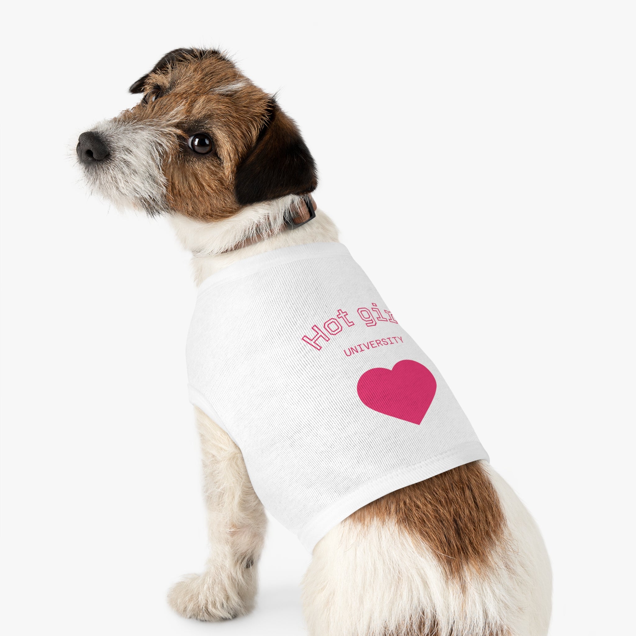 Hot Girl University Pet Tank Top — Pink Heart Dog/Cat Tee