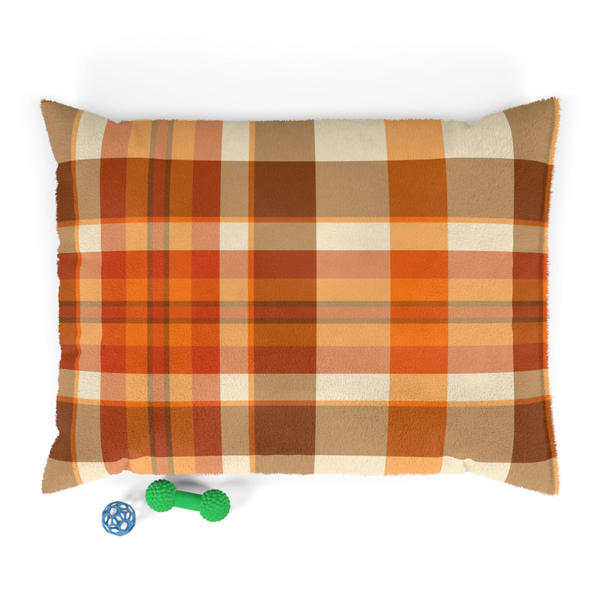Cozy Autumn Plaid Pet Bed  Orange Buffalo Check Dog & Cat Pillow
