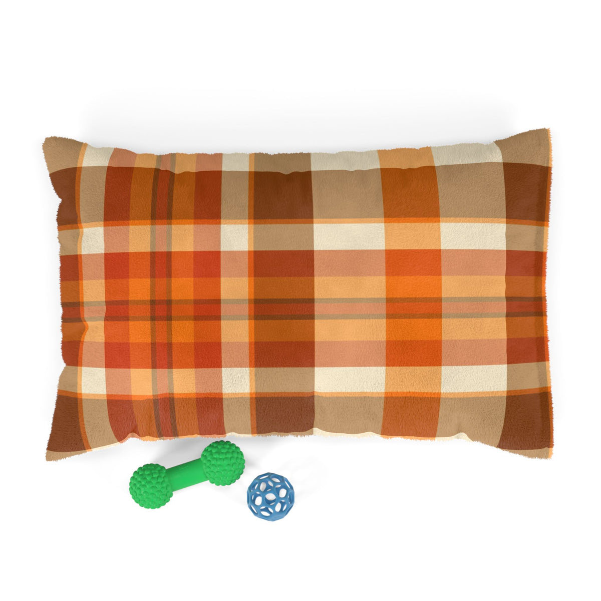 Cozy Autumn Plaid Pet Bed  Orange Buffalo Check Dog & Cat Pillow