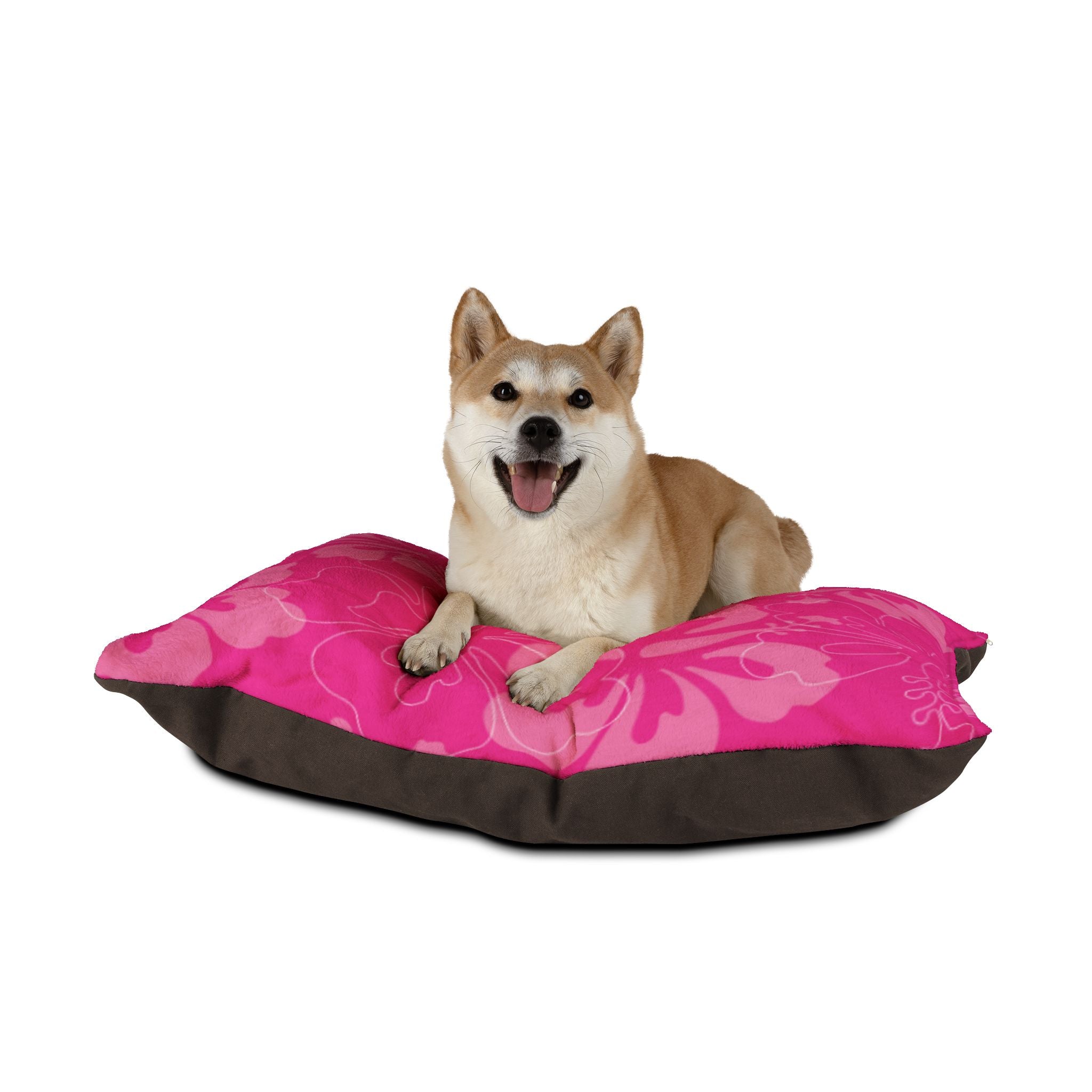 Pink Hibiscus Pet Bed | Floral Dog & Cat Cushion