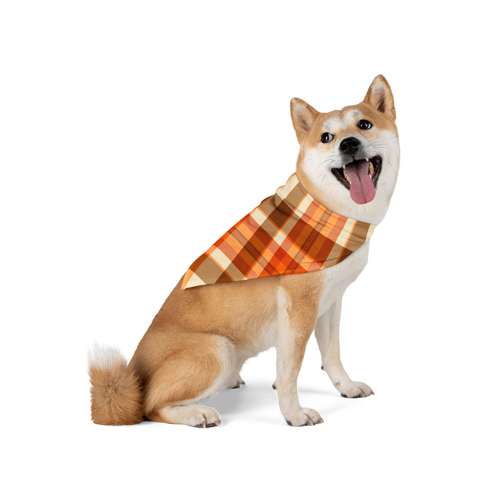 Autumn Plaid Pet Bandana – Orange & Brown Fall Dog Bandana