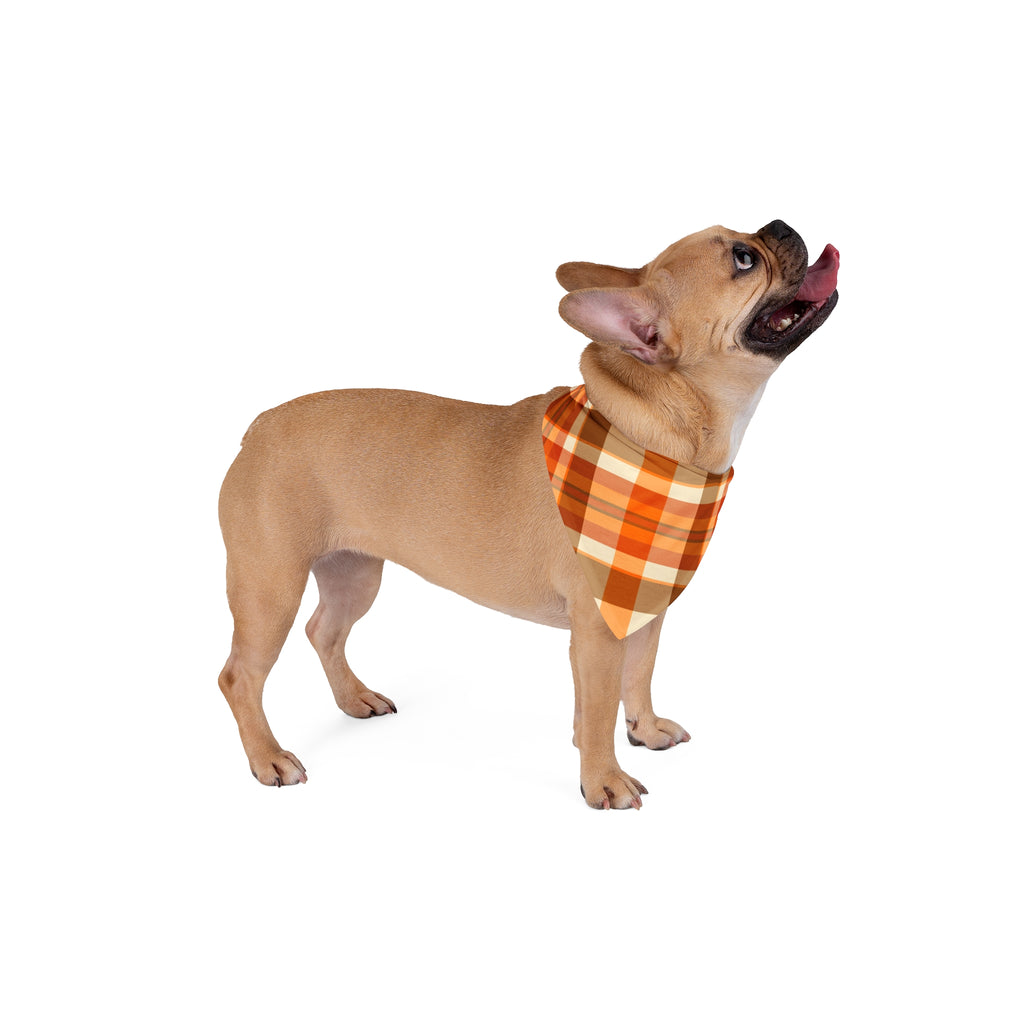 Autumn Plaid Pet Bandana – Orange & Brown Fall Dog Bandana